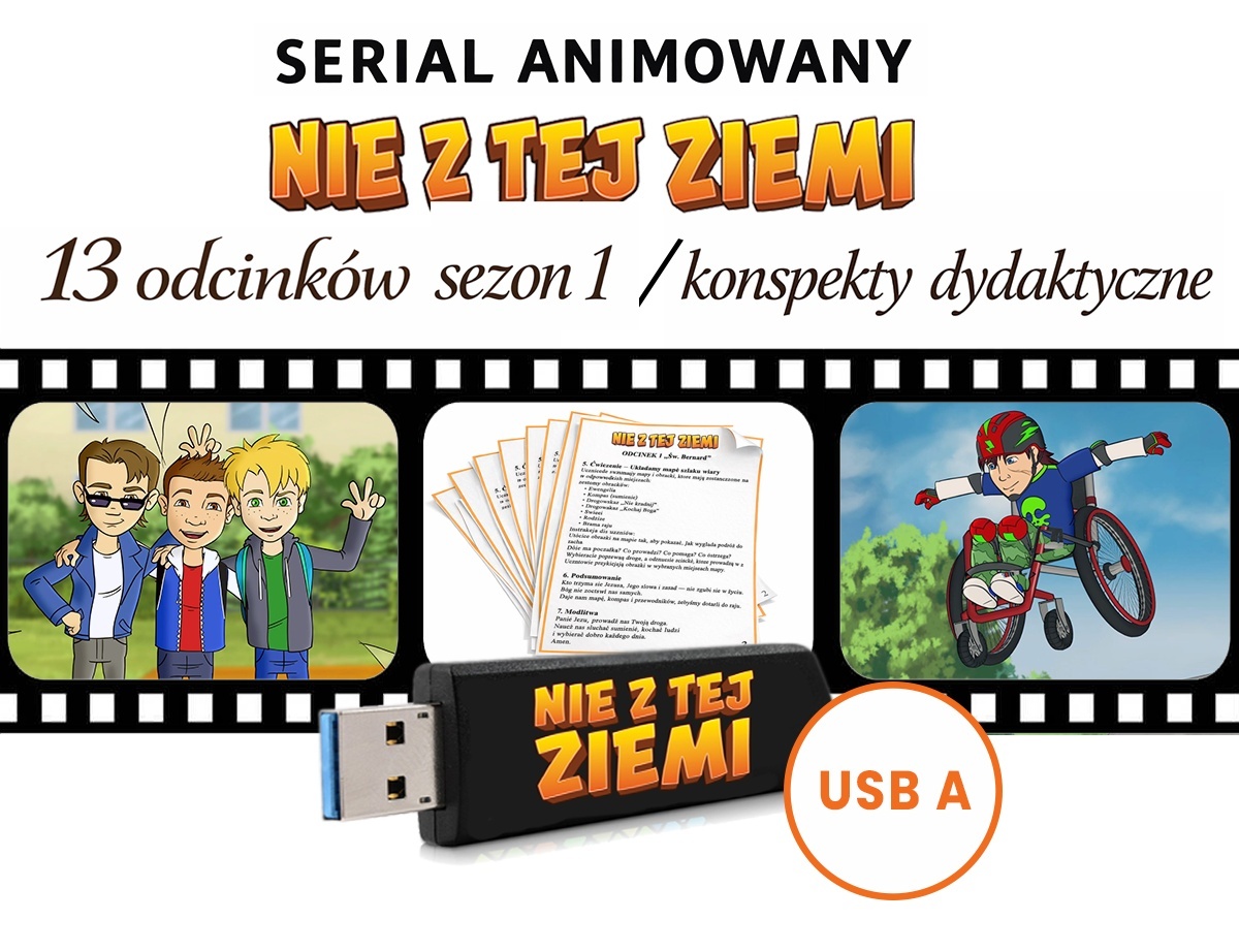 Okładka: Pomysł na lekcję, Nie z Tej Ziemi, odcinki 1–13 z konspektami, pendrive czarny USB-A Okładka: Pomysł na lekcję, Nie z Tej Ziemi, odcinki 1–13 z konspektami, pendrive czarny USB-A